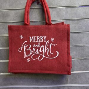 Merry & Bright Christmas Shimmer Jute Shopper Bag