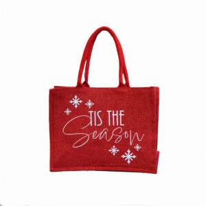 Tis The Season Christmas Shimmer Jute Shopper Bag
